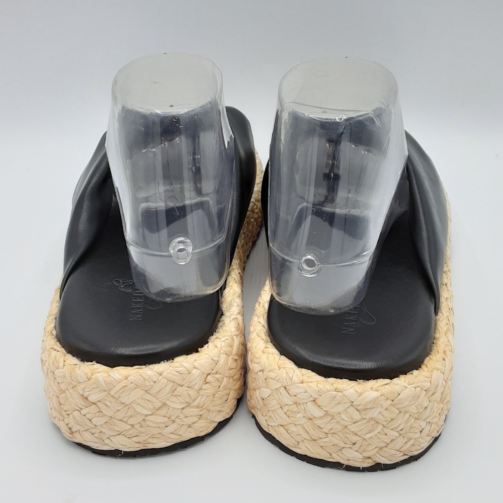 Naked Feet Costa Black Faux Leather Padded Sandals. Size 11. - Picture 6 of 12